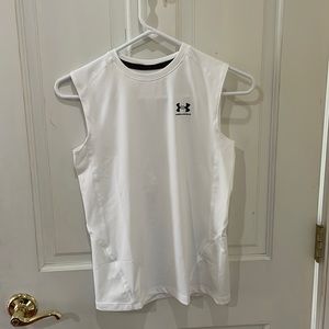 NWT Boys youth large white Under Armour sleeveless shirt